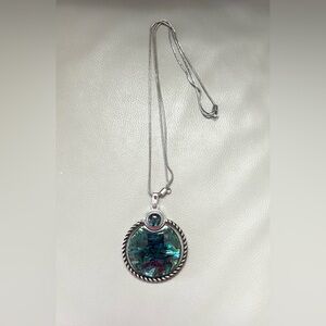 Silver and Blue Pendant Necklace